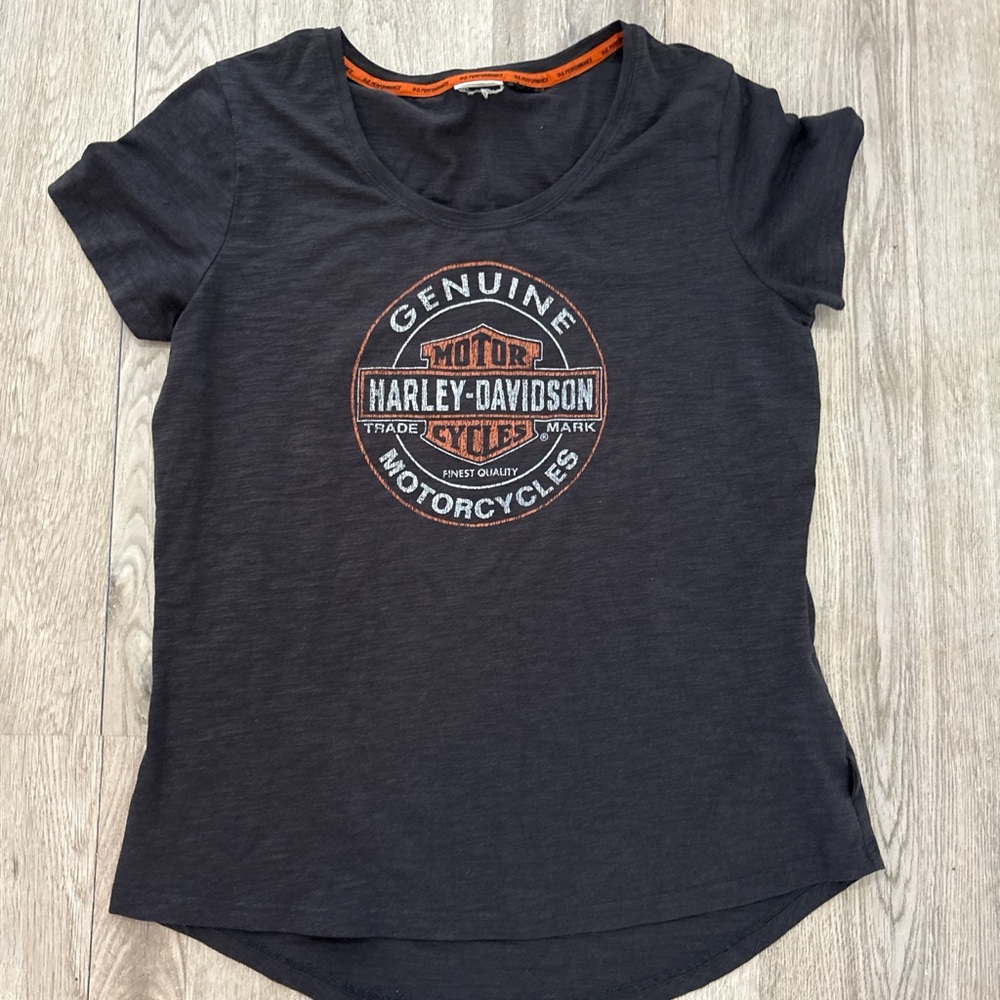Harley-Davidson Women's Charcoal Tee with Orange Logo